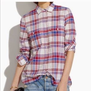 Madewell Ex Boyfriend Porch Plaid Top
